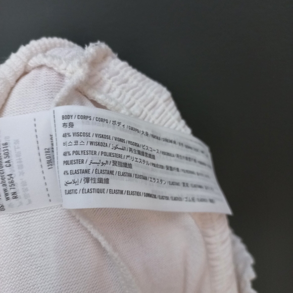 Abercrombie Smocked Top S Ivory Soft A&F Cozy Cropped Boatneck Drop Long Sleeves - Picture 5 of 5